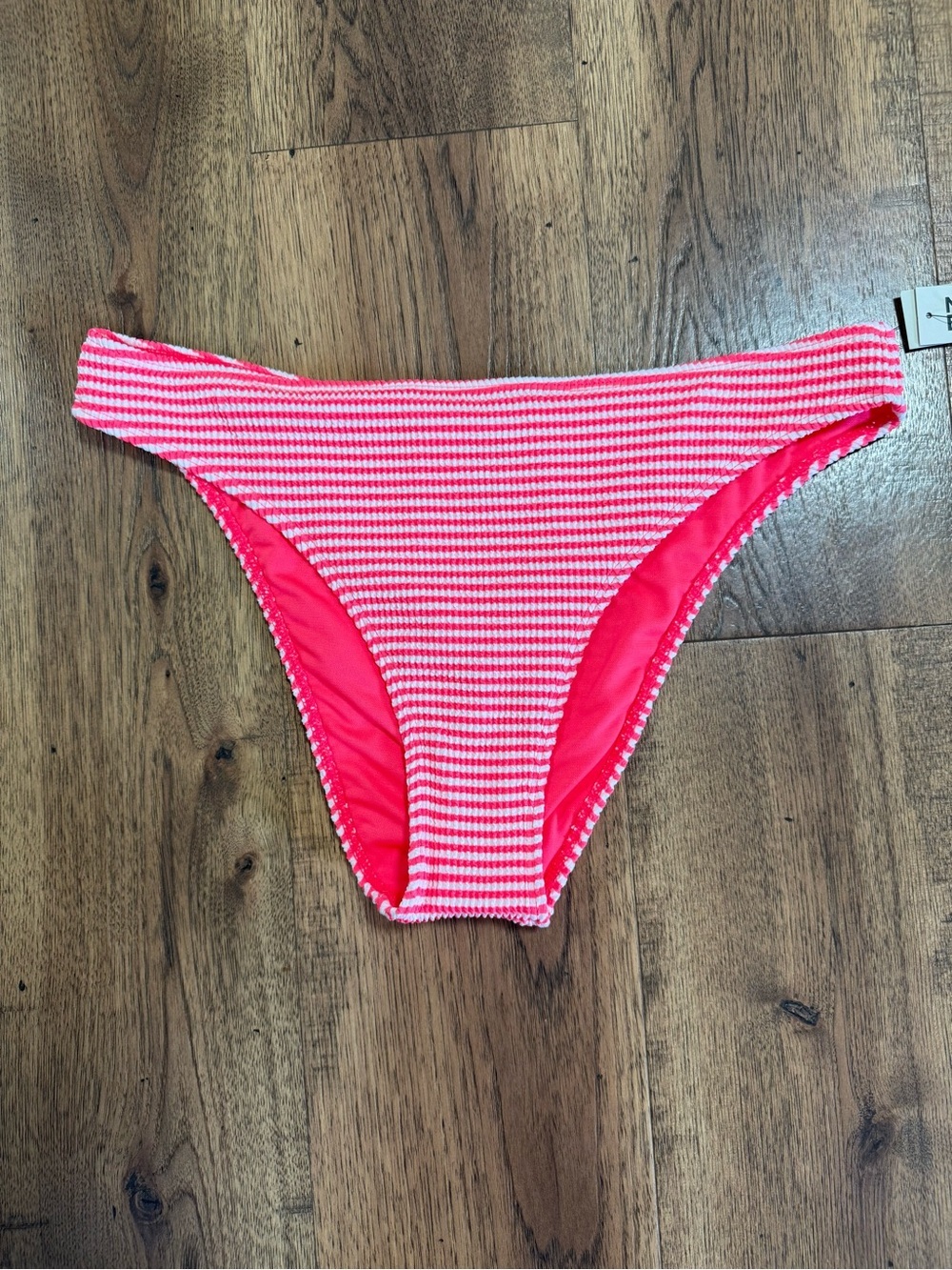 NO BOUNDARIES Pink White Striped Seersucker Bikini Bottom Lined XL (16-18)
